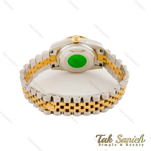 ساعت رولکس زنانه دورنگ طلایی صفحه نقره ای اعداد یونانی Rolex-4482-G