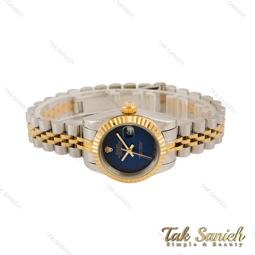 ساعت رولکس زنانه دورنگ طلایی صفحه آبی مهندسی Rolex-4483-L