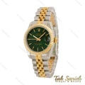 ساعت رولکس زنانه دورنگ طلایی نقره ای صفحه سبز مدیوم Rolex-4484-L