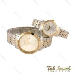 ساعت سیتیزن ست دورنگ طلایی تک موتوره صفحه سفید Citizen-4487-S