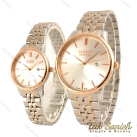 ساعت ست سیتیزن دورنگ رزگلد صفحه سیلور تک موتوره Citizen-4491-S