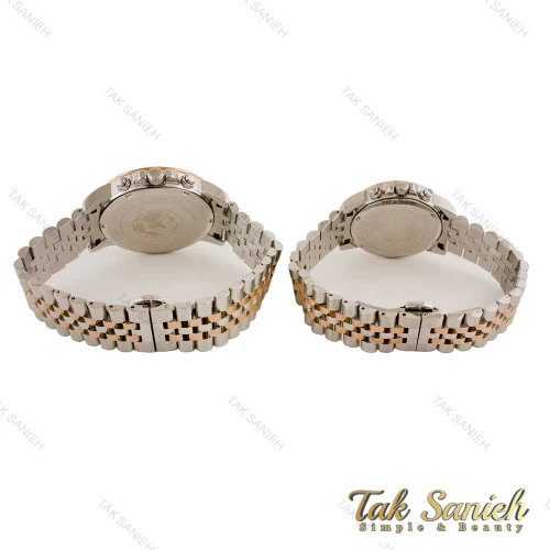 ساعت سیتیزن ست VIP سه موتور دورنگ رزگلد صفحه مشکی Citizen-4504-S