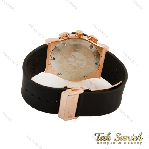 ساعت هابلوت مردانه رزگلد سه موتوره صفحه مهندسی Hublot-4507-G