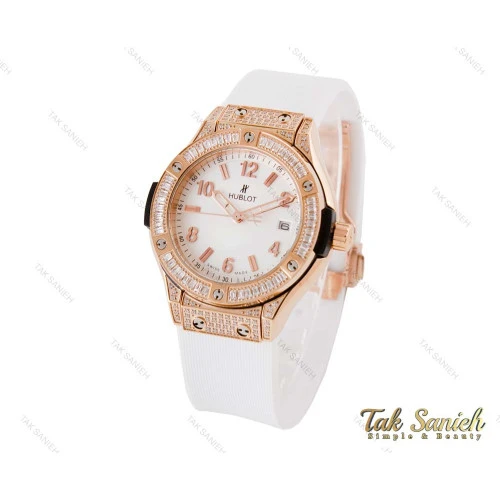 ساعت زنانه هابلوت سفید فول نگین Hublot-4039-L