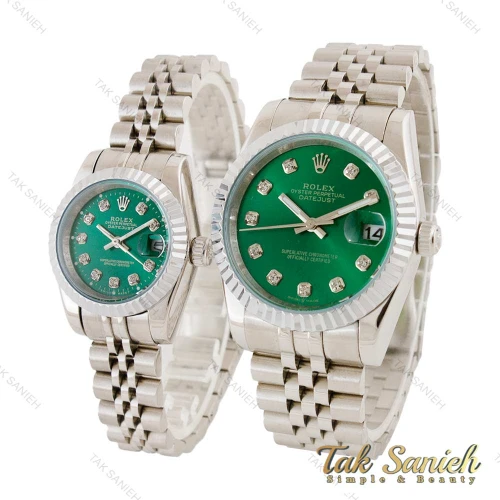 ساعت ست رولکس دیت جاست نقره ای صفحه سبز Rolex-4510-S
