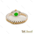 ساعت رولکس زنانه دورنگ طلایی صفحه سبز ایندکس خطی اسمال Rolex-4512-S-L