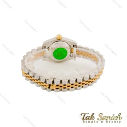 ساعت رولکس زنانه دورنگ طلایی صفحه سبز ایندکس خطی اسمال Rolex-4512-S-L