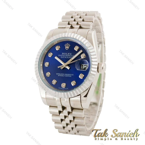ساعت رولکس مردانه نقره ای صفحه سرمه ای Rolex-4529-G