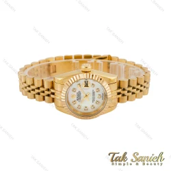 ساعت رولکس زنانه طلایی صفحه سفید اسمال Rolex-4536-S-L