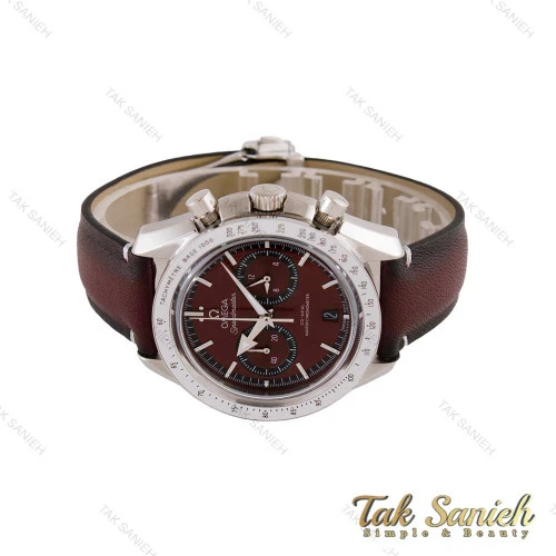 ساعت امگا اسپیدمستر مردانه بند چرم زرشکی Omega-4545-G