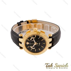 ساعت ورساچه مردانه سه موتوره طلایی  بند چرم مشکی Versace-4553-G