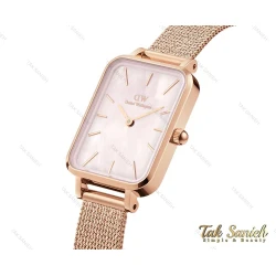 ساعت دنیل ولینگتون زنانه مستطیلی رزگلد صفحه صورتی DW-4053-L