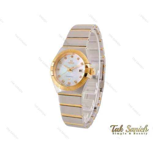 ساعت امگا کانسلیشن زنانه تقویم دار طلایی سیلور Omega-5070-L