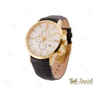 ساعت رومانسون سه موتوره مردانه طلایی بند چرمی Romanson-5086-G