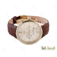 ساعت رومانسون سه موتوره بندچرمی مردانه طلایی Romanson-5087-G