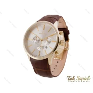 ساعت رومانسون سه موتوره بندچرمی مردانه طلایی Romanson-5087-G