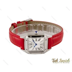 ساعت کارتیر دومونت زنانه بند چرم قرمز اسمال Cartier-4073-L