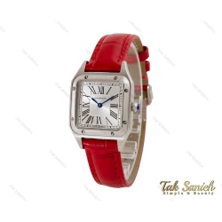 ساعت کارتیر دومونت زنانه بند چرم قرمز اسمال Cartier-4073-L