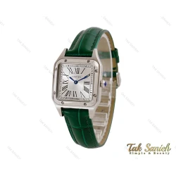 ساعت کارتیر سانتوس دومونت زنانه بند چرم سبز Cartier-4074-L