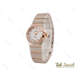 ساعت امگا کانسلیشن زنانه رزگلد سیلور نگین دار Omega-4076-L