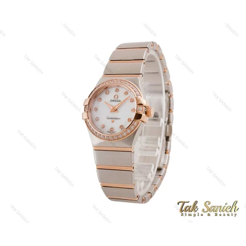 ساعت امگا کانسلیشن زنانه رزگلد سیلور نگین دار Omega-4076-L