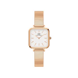 ساعت دنیل ولینگتون زنانه مربعی رزگلد سفید DW-4107-QUADRO-22-L