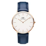 ساعت دنیل ولینگتون مردانه بند چرمی سرمه ای DW-4112-40-G