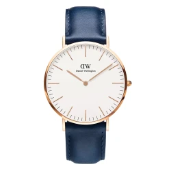 ساعت دنیل ولینگتون مردانه بند چرمی سرمه ای DW-4112-40-G