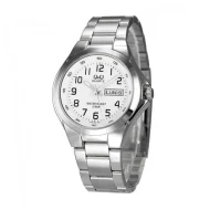 ساعت کیوکیو مردانه استیل صفحه سفید تقویم دار QQ-4555-G