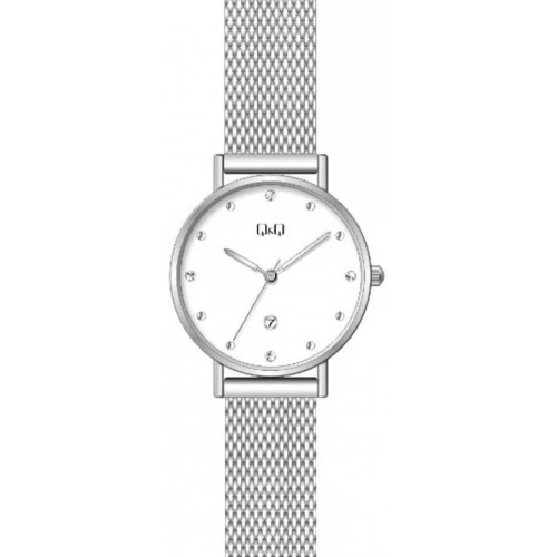ساعت کیواندکیو زنانه بندحصیری نقره ای صفحه سفید QQ-4558-L