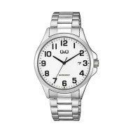 ساعت کیو اند کیو مردانه اصل نقره ای صفحه سفید QQ-4561-G