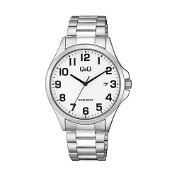 ساعت کیو اند کیو مردانه اصل نقره ای صفحه سفید QQ-4561-G