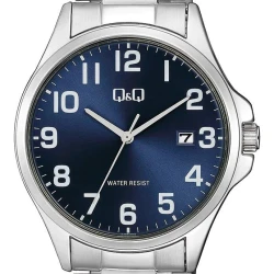 ساعت کیو اند کیو مردانه استیل صفحه سرمه ای QQ-4563-G