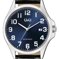 ساعت کیو اند کیو مردانه بند چرم صفحه سرمه ای QQ-4564-G