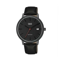 ساعت کیو اند کیو مردانه مشکی بند چرم QQ-4574-G