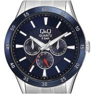 ساعت کیو اند کیو مردانه سه موتوره استیل صفحه سرمه ای QQ-4584-G