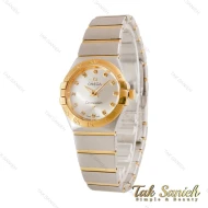 ساعت امگا کانسلیشن زنانه دو رنگ طلایی صفحه سیلور ایندکس نگین Omega-4784-L