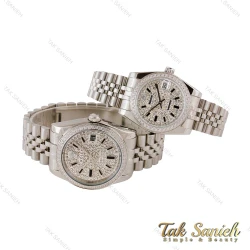 ساعت ست رولکس دیت جاست صفحه فول نگین نقره ای Rolex-4794-S