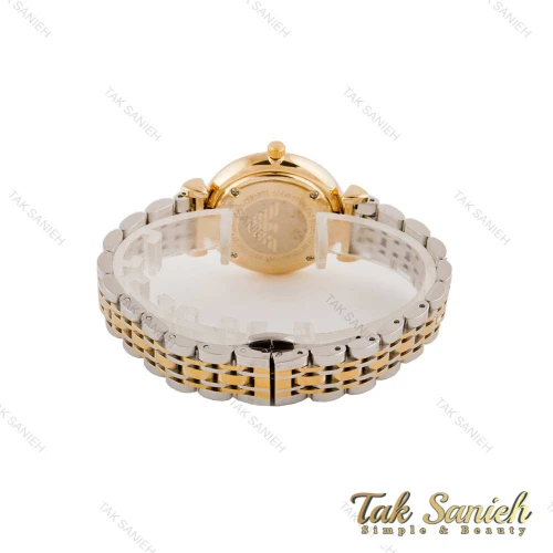 ساعت امپوریو آرمانی زنانه دورنگ طلایی صفحه سفید Armani-4798-L