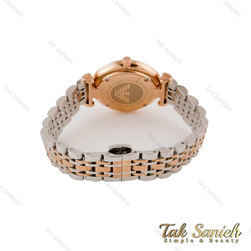 ساعت امپریو آرمانی زنانه دورنگ رزگلد صفحه سفید Armani-4799-L