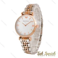 ساعت امپریو آرمانی زنانه دورنگ رزگلد صفحه سفید Armani-4799-L
