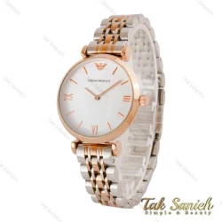 ساعت امپریو آرمانی زنانه دورنگ رزگلد صفحه سفید Armani-4799-L