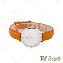 ساعت دنیل ولینگتون زنانه نقره ای بند چرم عسلی صفحه سفید DW-4800-L