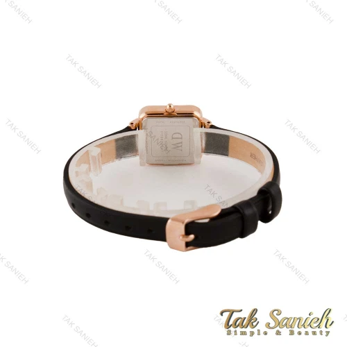 ساعت دی دبلیو زنانه مربعی رزگلد بند چرم صفحه سفید DW-4801-L