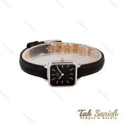 ساعت دنیل ولینگتون مربعی زنانه نقره ای بند چرم صفحه مشکی DW-4802-L