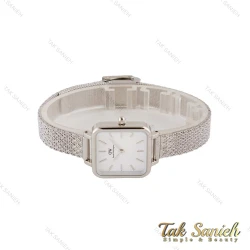 ساعت DW زنانه مربعی بند حصیری سیلور صفحه سفید DW-4807-L
