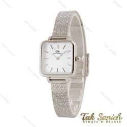ساعت DW زنانه مربعی بند حصیری سیلور صفحه سفید DW-4807-L