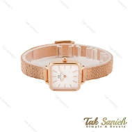ساعت دنیل ولینگتون زنانه مربعی بند حصیری رزگلد صفحه سفید DW-4809-L