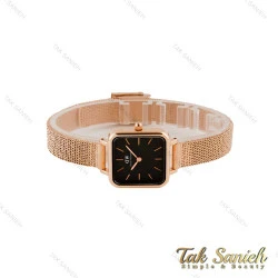 ساعت DW زنانه مربعی بند حصیری رزگلد صفحه مشکی DW-4810-L