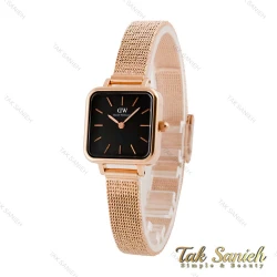 ساعت DW زنانه مربعی بند حصیری رزگلد صفحه مشکی DW-4810-L